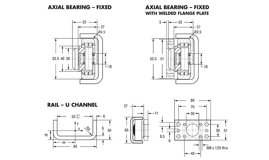 Hevi-Rail 053 - Axial Bearings Fixed