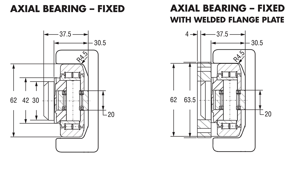 Hevi-Rail 054 - Axial Bearings Fixed