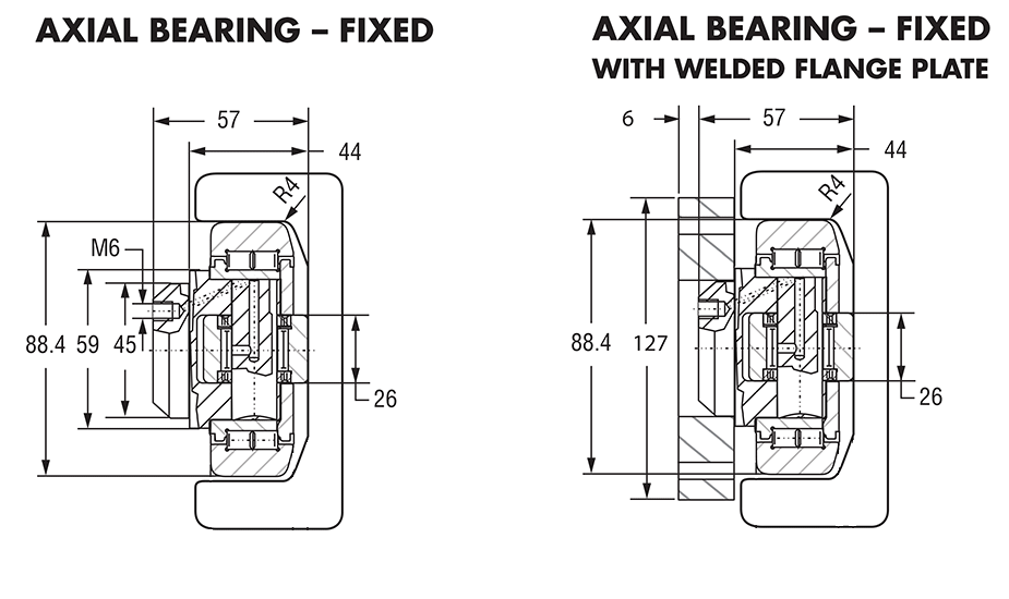 Hevi-Rail 058 - Axial Bearings Fixed