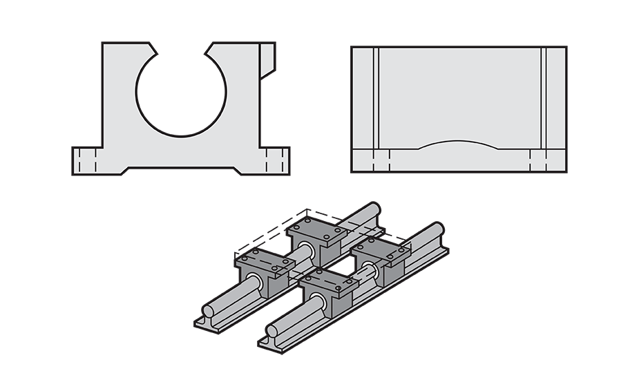 Open Plain Linear Pillow Block (Inch) Diagram